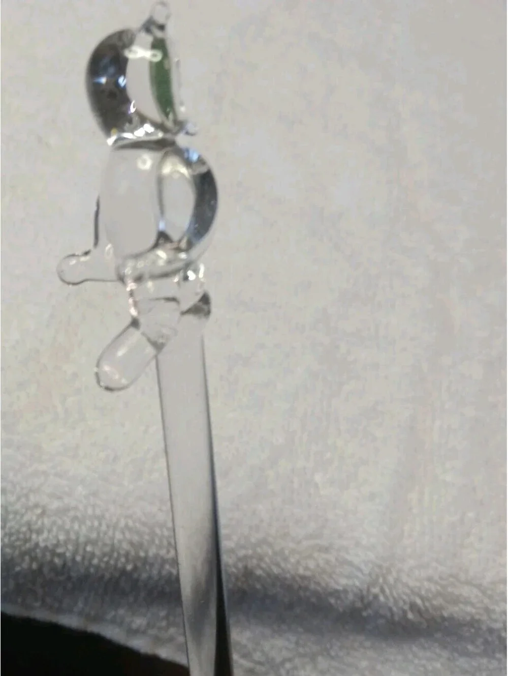 Vintage Mid-Century Hand-Blown Art Glass Owl Swizzle Stick – Green Eyes